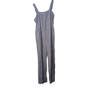 Quince 100% European Linen Square Neck Jumpsuit chambray stripes size Small